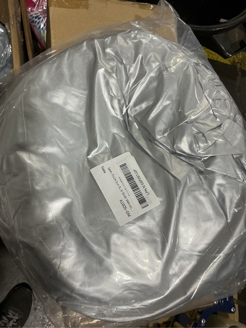 Condition photo showing As Is for semi-truck sun shade for windshield and side windows | 300t sunshade maximum coverage | block sun heat rays |fits for semi, commercial & big rig truck, rv (side velcro)…