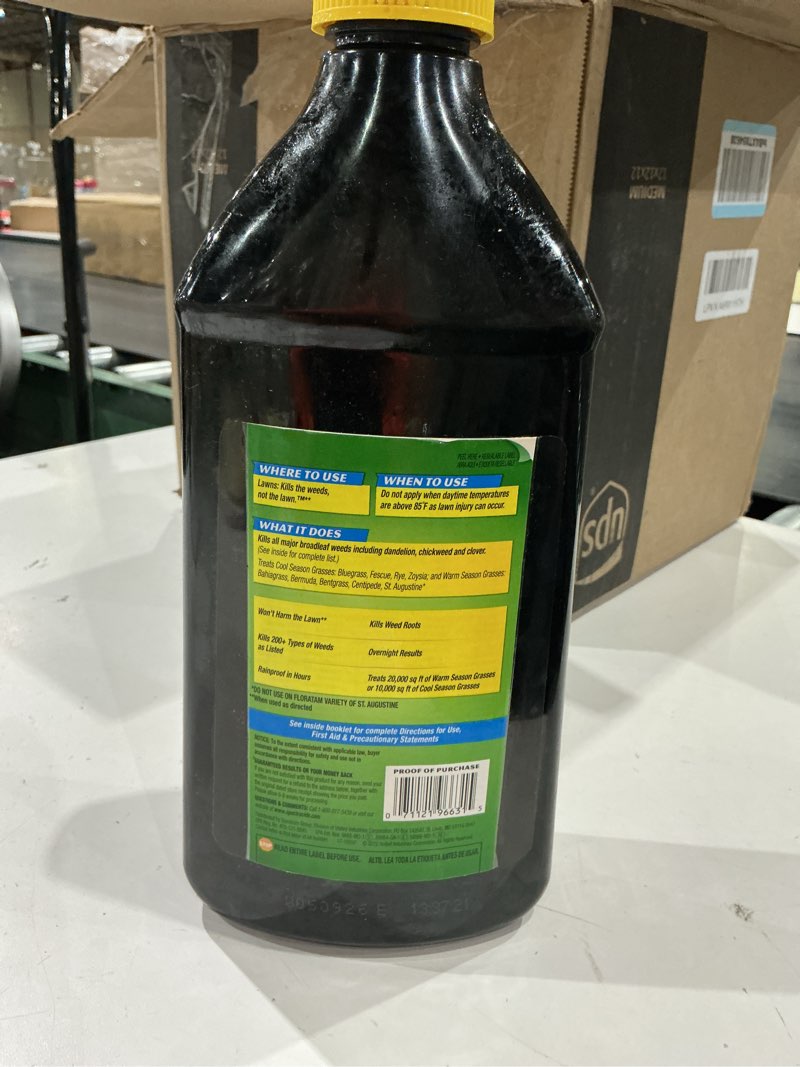 Condition photo showing As Is for spectracide weed stop for lawns weed killer concentrate, 40 fl. oz.