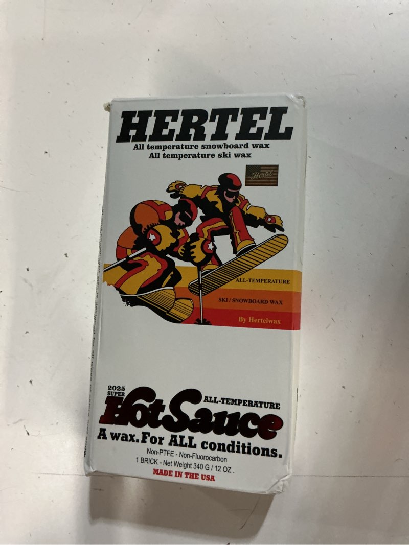 Condition photo showing New/Like New for Hertel Super HotSauce All Temperature Ski and Snowboard Wax - Easy to Apply, Rub On or Iron On Hot Wax for Snowboards and Skis - Made in USA, All Weather Conditions (340 g)