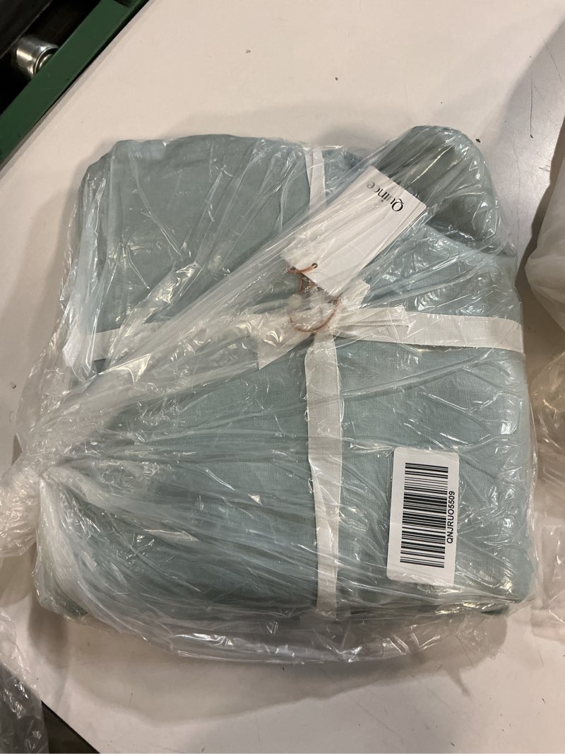 Condition photo showing Good Condition for european linen room darkening curtain - single panel, 48x108, light blue