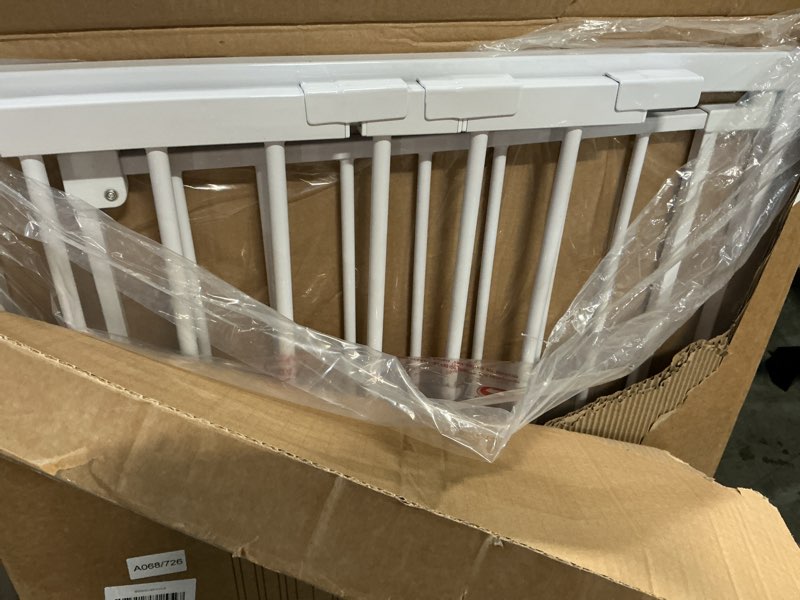 Condition photo showing Good Condition for COMOMY 36" Extra Tall Baby Gate for Stairs Doorways, Fits Openings 29.5" to 48.8" Wide, Auto Close Extra Wide Dog Gate for House, Pressure Mounted Easy Walk Through Pet Gate with Door, White
