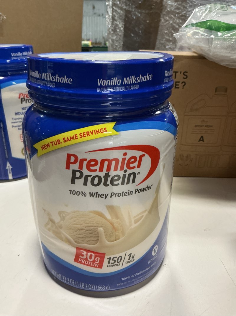 Condition photo showing Good Condition for Premier Protein Whey Protein Powder, Vanilla, 28 Ounce(best by 14april 2026)