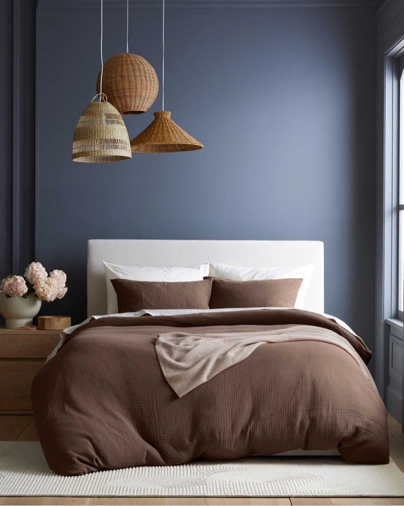 quince airy gauze duvet cover set queen brown
