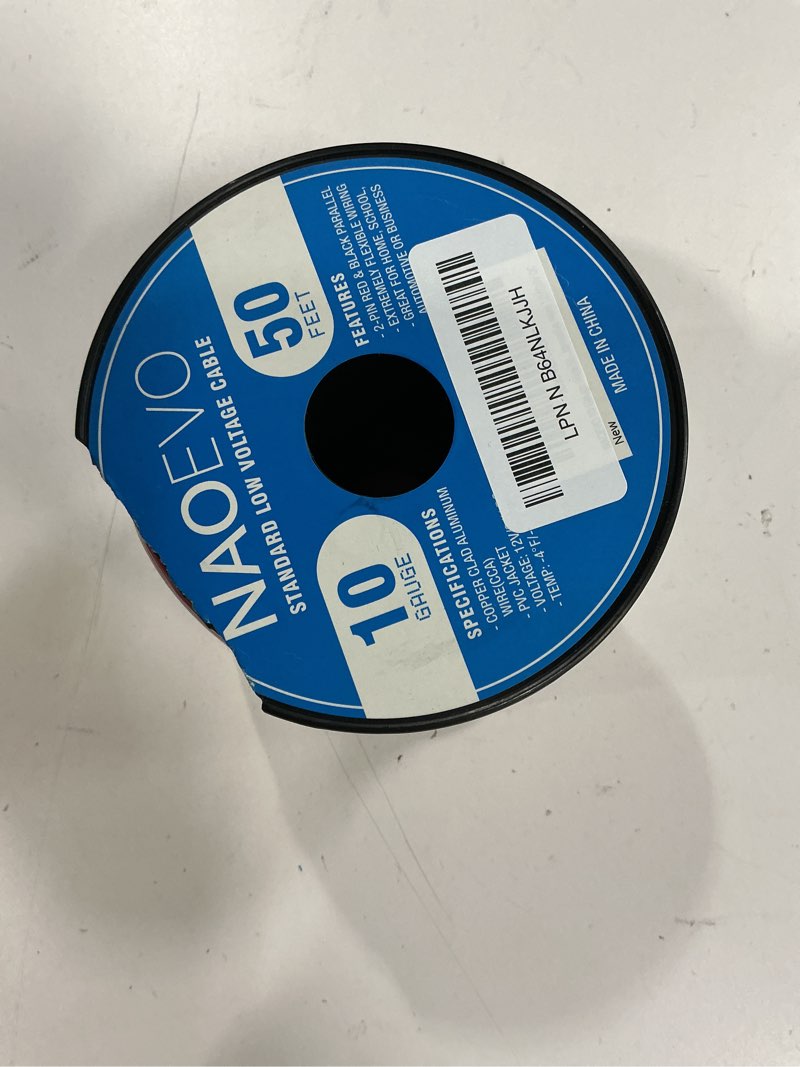Condition photo showing As Is for naoevo 10 gauge wire 50ft, 2 conductors electrical wire red black cable, flexible/low voltage/pvc 10 awg copper clad aluminum extension cord for speaker, led strips, automotive 12v/24v dc 50ft 10awg