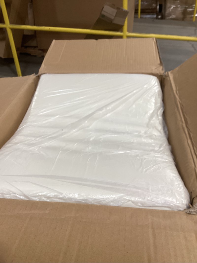 Condition photo showing As Is for CHSSIH Vanity Stool Chair for Makeup - Small Backless Leather Stool for Vanity - Modern Ottoman Bench Seat with Metal X Legs, Footstool for Bathroom & Living Room - Gold