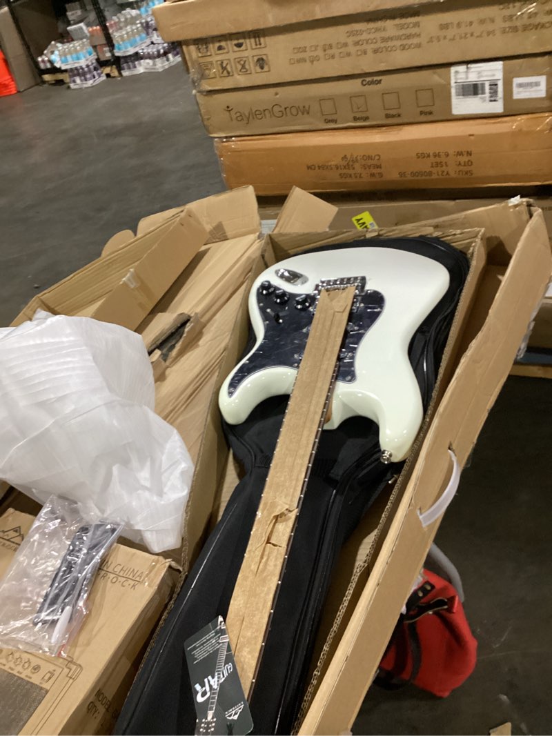 Condition photo showing As Is for (similar to)eastrock electric guitar 39\" full size solid body electric guitar kit for beginner girls & adults with 10w amp, bag, capo, shoulder strap, string, cable, picks, (right-handed, pink) 39\" right handed pink