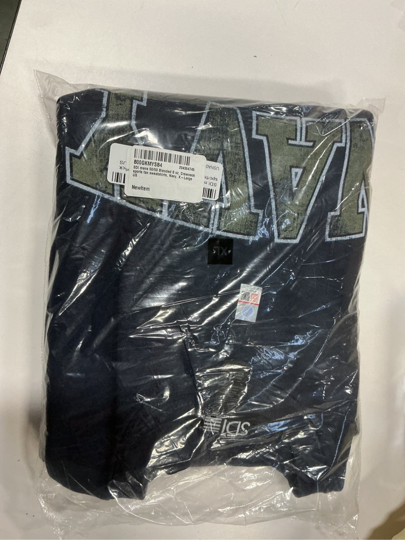 Condition photo showing New/Like New for SDI Navy Adult Unisex 50/50 Blended Crew Neck Sweatshirt - NCAA Team - Medium - Navy - Daily Wear - Kangaroo Pocket - Long Sleeve - Crew Neck - Solid - Sports - Sweatshirt