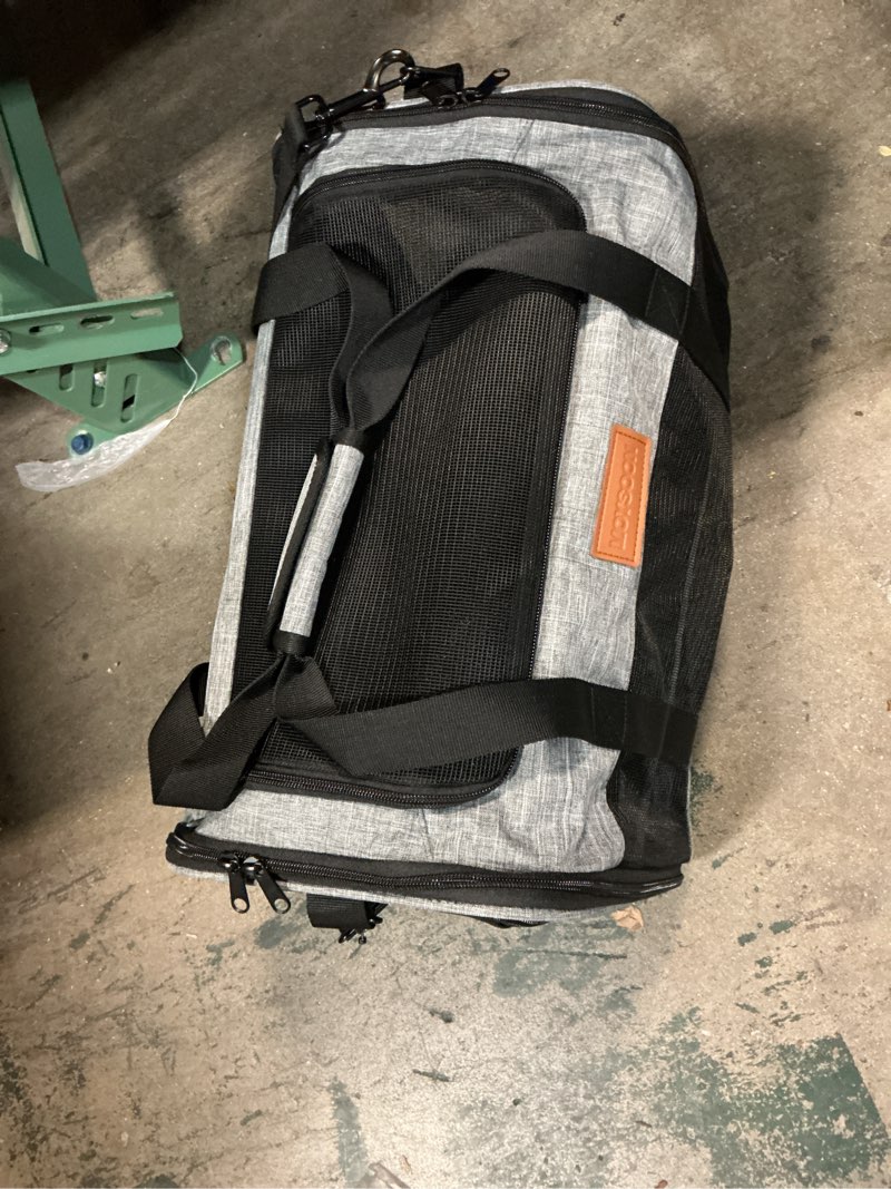 Condition photo showing As Is for petux airline approved pet carrier - 17x11x9.5 in, underseat, top & side entry, soft sided cat dog carrier for small cat & dog up to 12 lbs with breathable anti-scratch mesh for travel & vet - grey 17.0"l x 11.0"w x 9.5"h grey