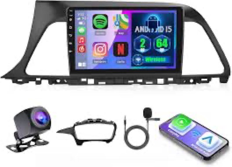 [4+64G] Android 15 Car Stereo for Hyundai Sonata 2015 2016 2017, Hikity 9'' in-Cell Touch Screen Rad