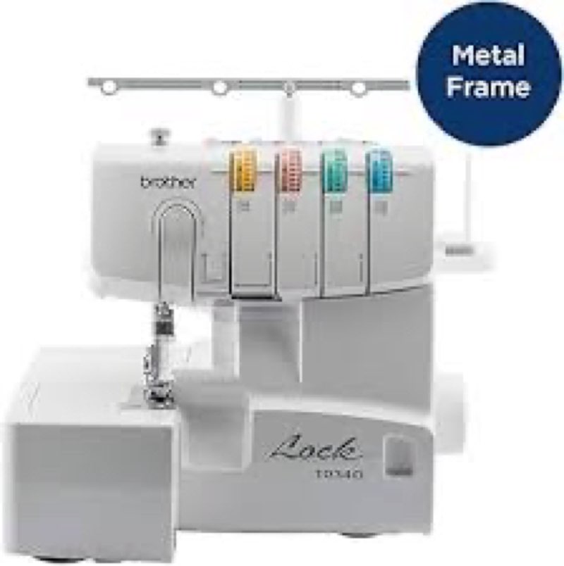 brother serger, 1034d, heavy-duty metal frame overlock machine, 1,300 stitches per minute, removeable trim trap, 3 included accessory feet, white