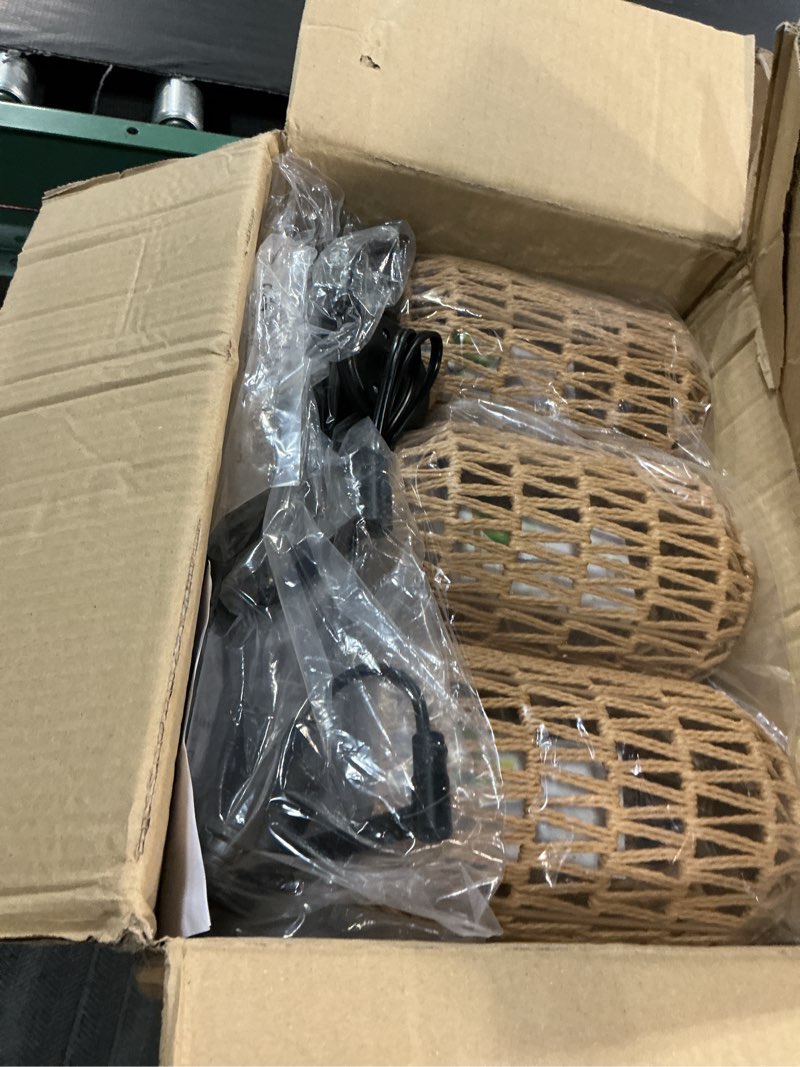 Condition photo showing Good Condition for floor lamp for living room,bedroom,3-lights boho rattan tree floor lights,industrial black farmhouse standing lamp wicker rustic tall lamp,woven bamboo lampshade floor lamps bohemian 20-floor lamp
