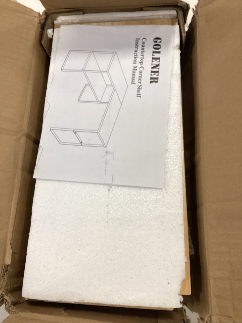 Condition photo showing Good Condition for Golener Countertop Organizer Corner Shelf, 2-Tier Adjustable Stackable Corner Shelves for Kitchen, S