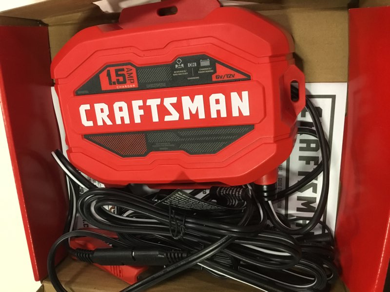 Condition photo showing As Is for CRAFTSMAN 3-in-1 Fully Automatic Automotive Battery Charger, Maintainer, and Desulfator, CMXCESM259, 1.5 Amps, 6 Volt & 12 Volt, for Power Sport, Motorcycle, Car, and Boat Batteries