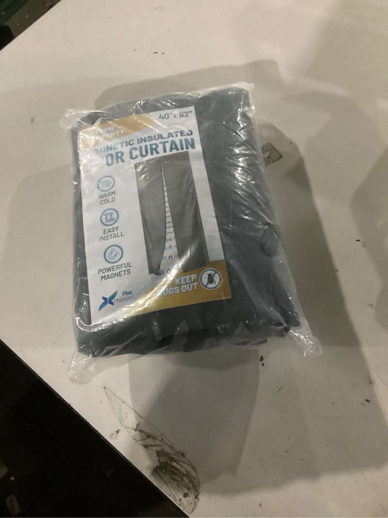 Condition photo showing New/Like New for Upgraded Magnetic Thermal Insulated Door Curtain with Perspective Window, Weatherproof Oxford Cloth Filled with Cotton, Fit for Door Size 32" x 80", Doorway Curtains Size 35" x 82" Grey Fits Doors Size 32" x 80" Grey and Clear