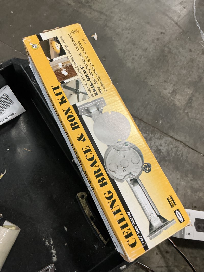 Condition photo showing As Is for raco 926 ceiling box 1-gang steel silver