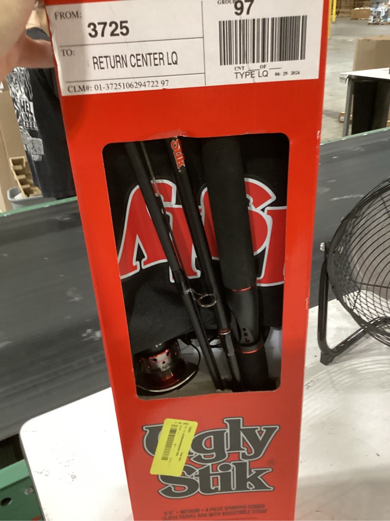 Condition photo showing As Is for ugly stik spinning travel combo, 6'6" medium fishing rod, 30 size reel incomplete