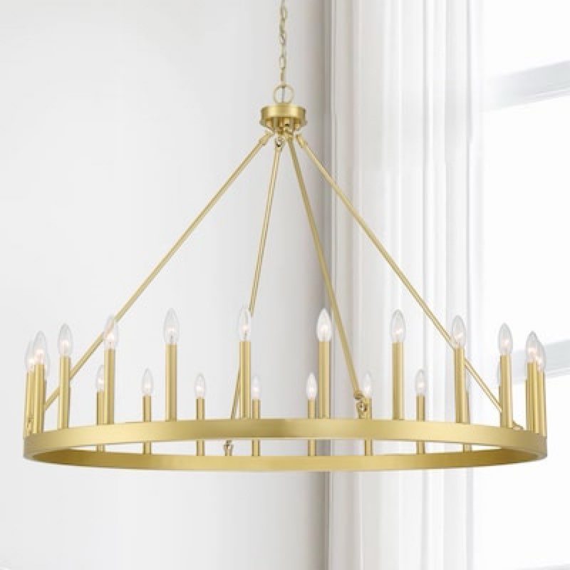  ACROMA Hamden 24-Light Satin Gold Farmhouse Led Bare Bulb Chandelier 3024BG 