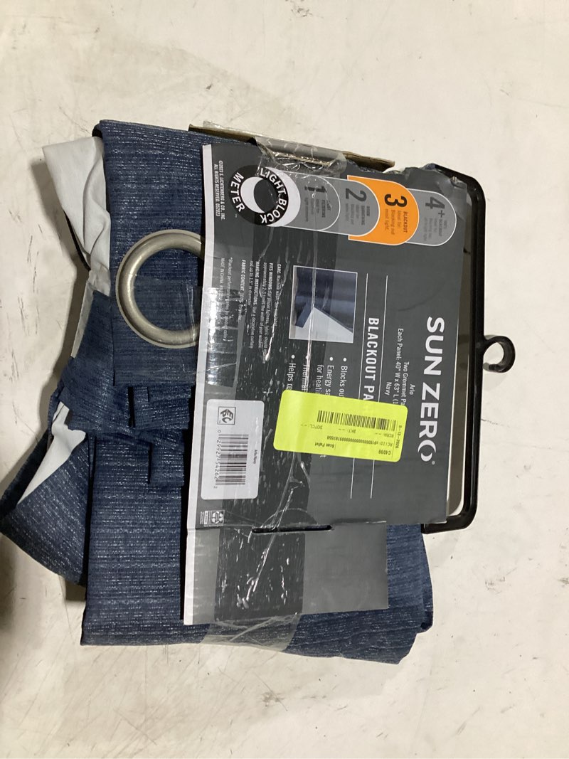 Condition photo showing Good Condition for sun zero 2-pack arlo textured thermal insulated grommet curtain panel pair, navy, 40" w x 63" l