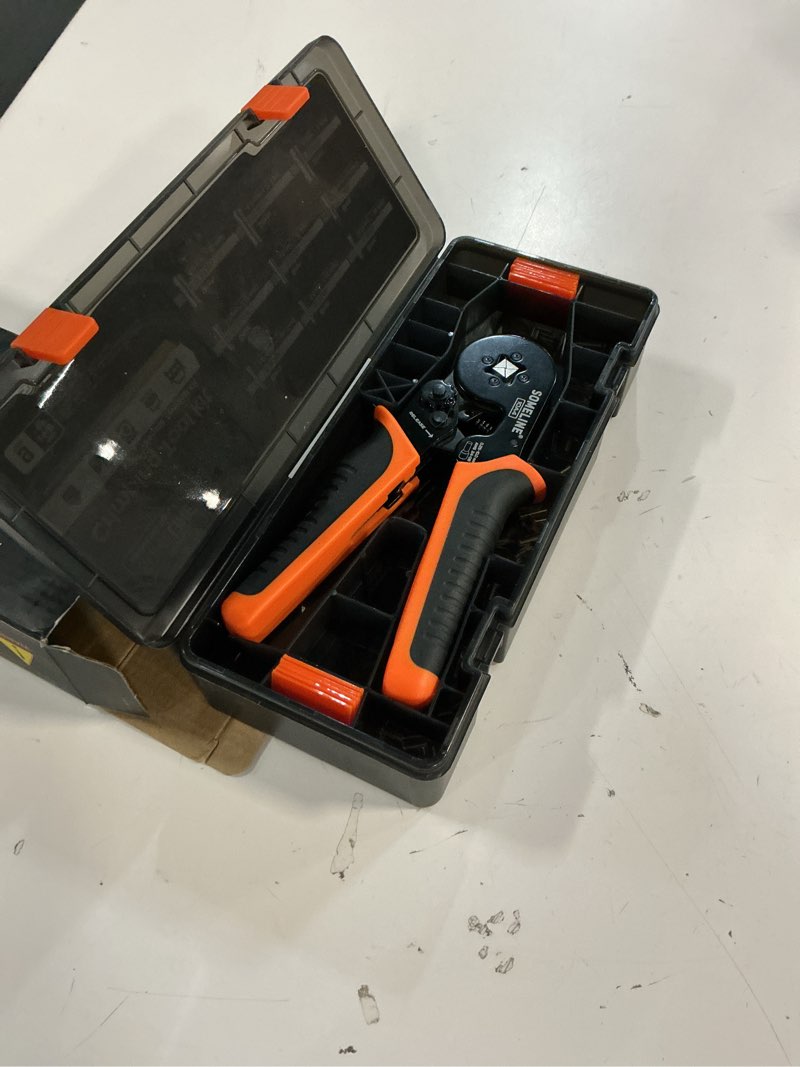 Condition photo showing Good Condition for someline non-insulated ferrule crimping tool kit,self-adjusting crimping pliers for wire ferrules awg 24-8,with 9 sizes non-insulated wire ferrules,square crimping pliers crimp connector kit 9 sizes non-insulated crimp tool set