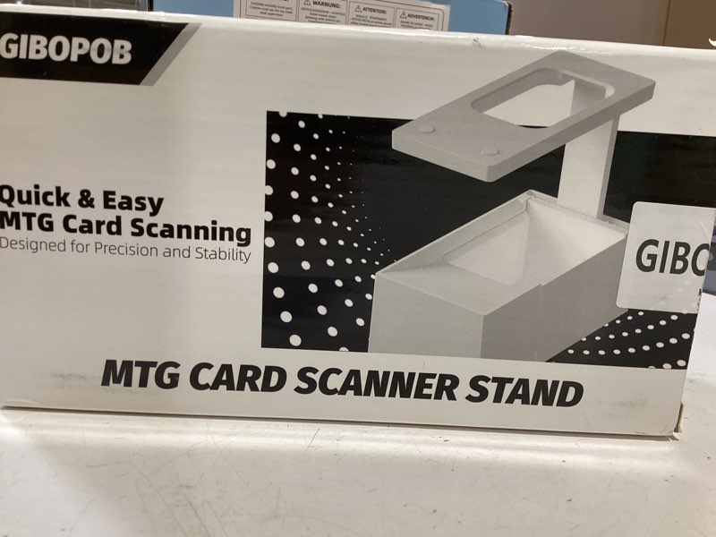 Condition photo showing As Is for mtg card scanner stand for manabox, adjustable phone holder, sloped tray trading card scanner for standard size cards, fast card catalog tool for sleeved & unsleeved cards