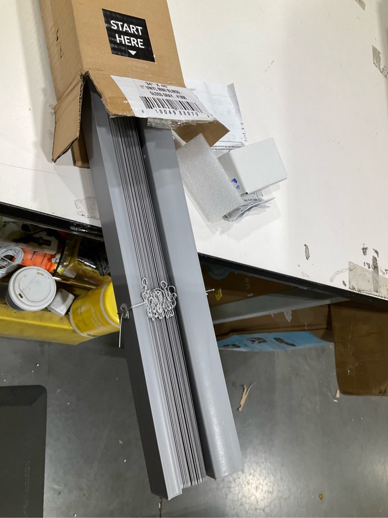 Condition photo showing Good Condition for CHICOLOGY Mini Blinds for Indoor Windows – 34"W x 48"H, Gray Horizontal Vinyl Blinds | Cordless | Easy to Install | Sleek Low-Profile Fit for Doors, Offices, Kitchens & Apartments 34"W x 48"H Gray (Commercial Grade)