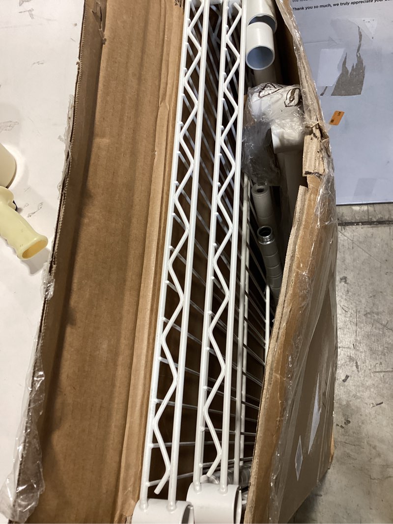 Condition photo showing Good Condition for p4 plus rolling clothes rack heavy duty, clothing racks for hanging clothes, free standing garment racks with wheels, portable closet rack 45''w × 20.5''d × 80.5''h, max load 570 lbs, white white p4 plus