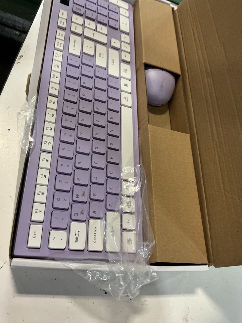 Condition photo showing Good Condition for wireless keyboard and mouse combo, full-sized wireless keyboard and adjustable dpi mouse, 2.4ghz usb receiver, silent keyboard and mouse for pc, windows, mac, desktop, laptop(purple)