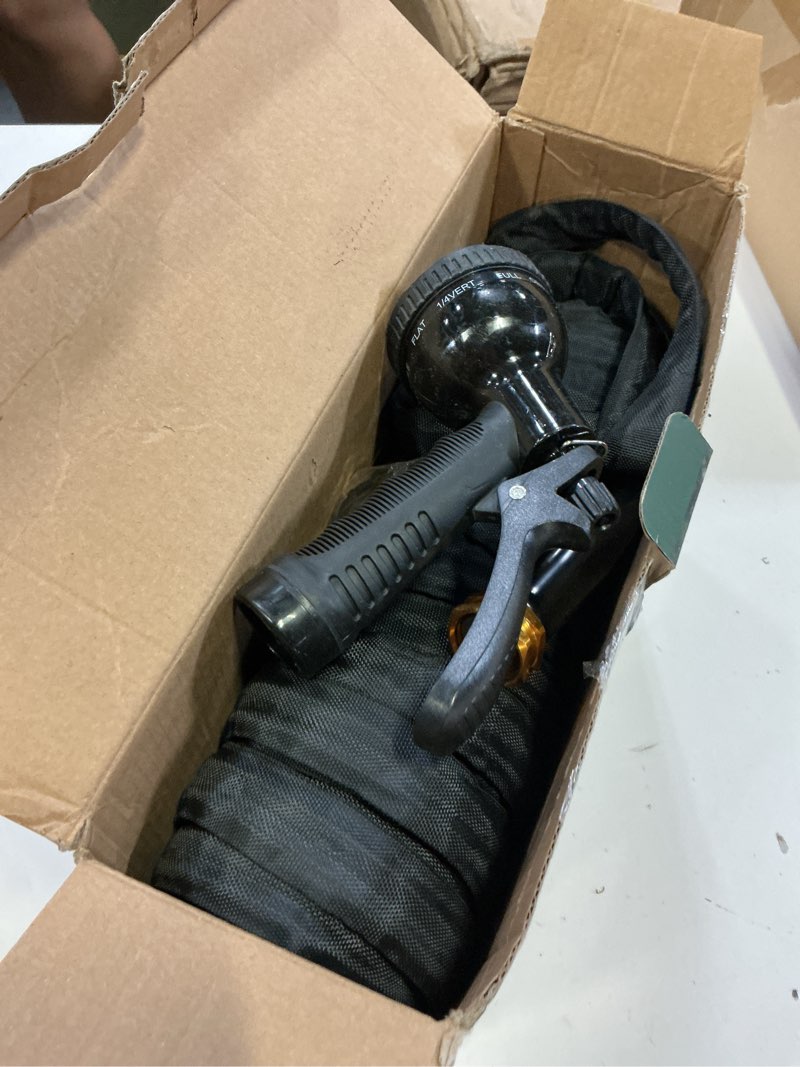 Condition photo showing As Is for garden hose 100ft, 3/4" ght non-expanding water hose lightweight, flexible garden hose with 10 function nozzle, kink-free, sturdy, high-pressure, abrasion resistant hoses for yard, garden