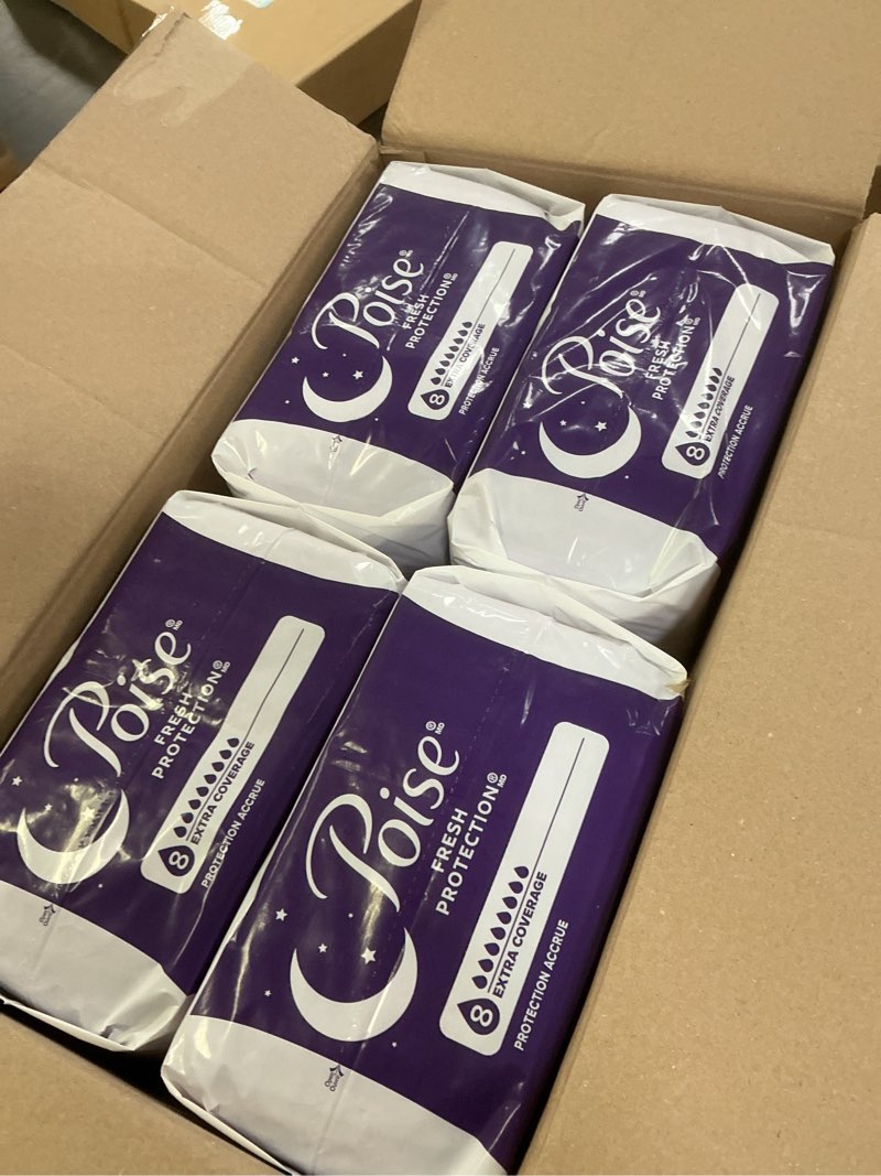 Condition photo showing New/Like New for Poise Overnight Incontinence & Postpartum Pads for Bladder Leaks, 8 Drop Extra Coverage, 96 Count, Packaging May Vary