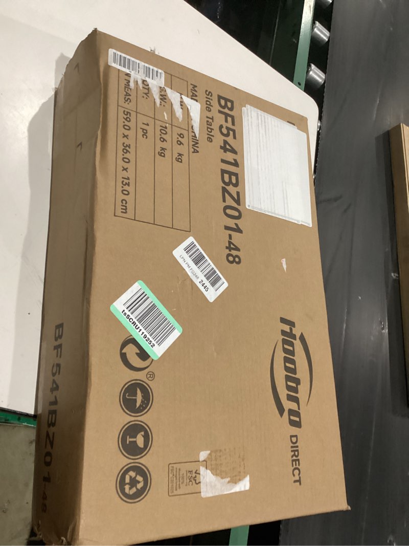 Condition photo showing As Is for HOOBRO End Table with Charging Station, Narrow Side Table with 2 Drawer & USB Ports & Power Outlets, Nightstand for Small Spaces, for Living Room, Bedroom, Rustic Brown and Black BF541BZ01 Rustic Brown + Black 1