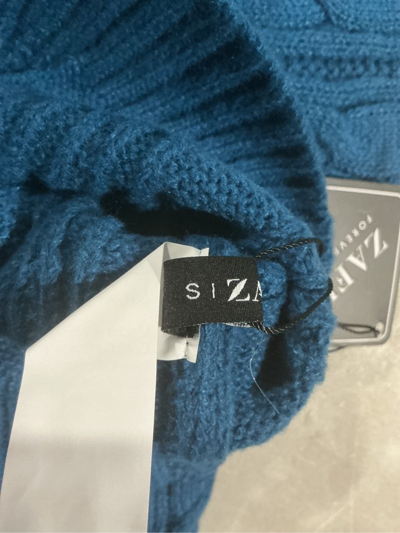 Condition photo showing Good Condition for zaful women's cable cropped sweater long sleeve crewneck pullover knit jumper top 6-dusty blue small