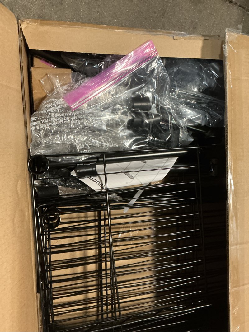 Condition photo showing As Is for closet organizers and storage, 4-row heavy duty clothes rack for hanging clothes, wall mounted closet system with 4 telescopic rods, 2 fixed rods, 5 hooks, 8 shelves for wardrobe, bedroom, small space
