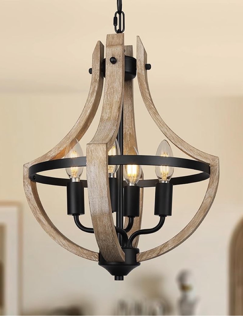 d16.5 farmhouse chandelier for dining room light fixture,4-light adjustable pendant light for kitche