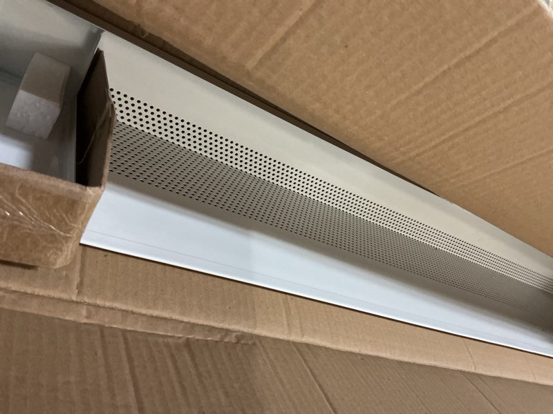 Condition photo showing Good Condition for Upgraded 4 FT Base board Heater Cover with Left and Right Endcaps, Galvanized Steel Easy Slip-On Heater Cover for Replacing Old and Rusty Looking Electric and Hydronic Base board Heat Covers 4FT