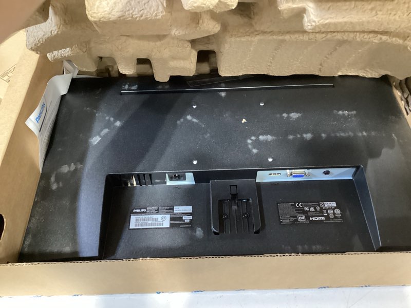 Condition photo showing As Is for philips 24 inch 100hz computer monitor, frameless full hd (1920 x 1080), vesa, hdmi x1, vga port x1, eye care, 4 year advance replacement warranty, 241v8lb