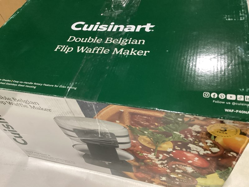 Condition photo showing Good Condition for waffle maker, 1400w double belgian waffle iron 180° flip, 8 slices in 3 mins, rotating & nonstick plates, anti-scald, removable drip tray easy to clean, cool touch handle, space-saving storage(black)