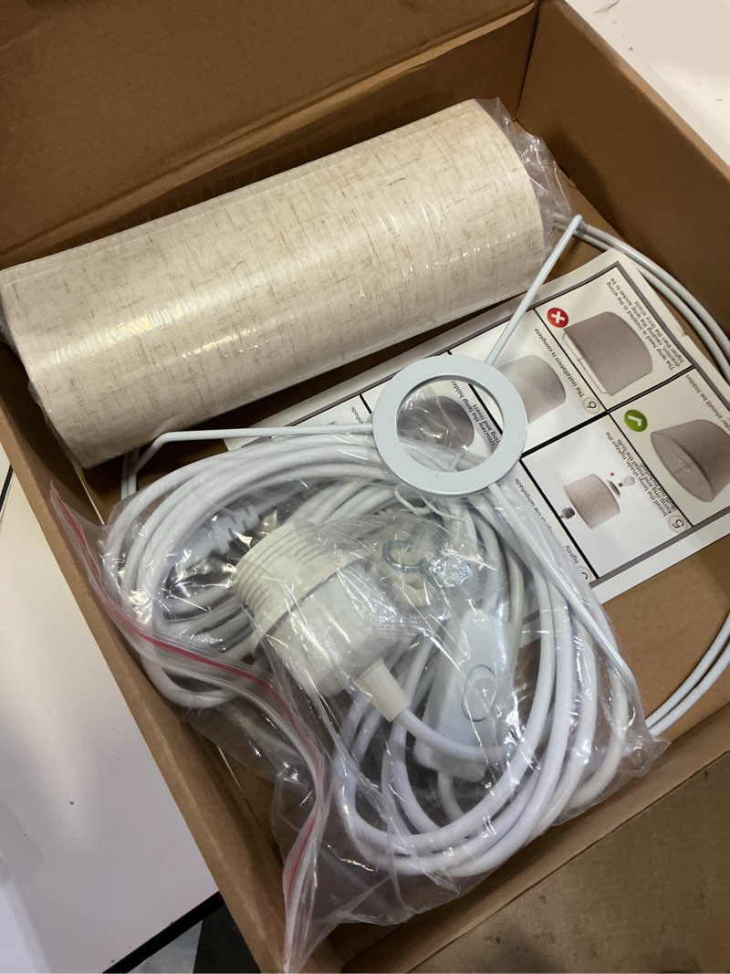 Condition photo showing Good Condition for kuaugst plug in pendant light, 15 ft hanging lamp with plug in cord, on/off switch, pendant lighting with fabric shade, hanging light fixture for living room, bedroom, dining room, kitchen (beige)