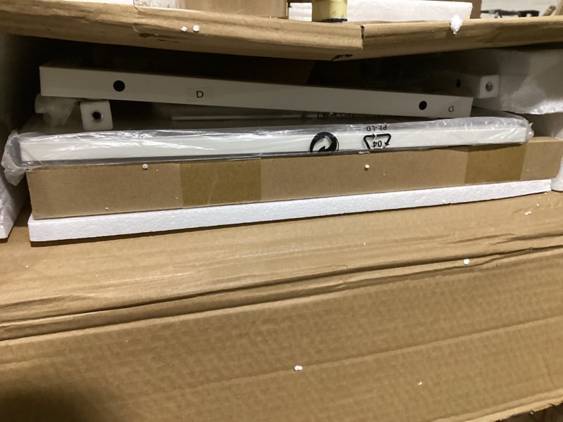 Condition photo showing As Is for (Incomplete)Lufeiya Small Makeup Vanity Desk with Fabric Drawers, 32 inch White Vanity Desks with Mirror and Light, Dressing Table and Chair Set with Power Outlet for Girls Bedroom, White