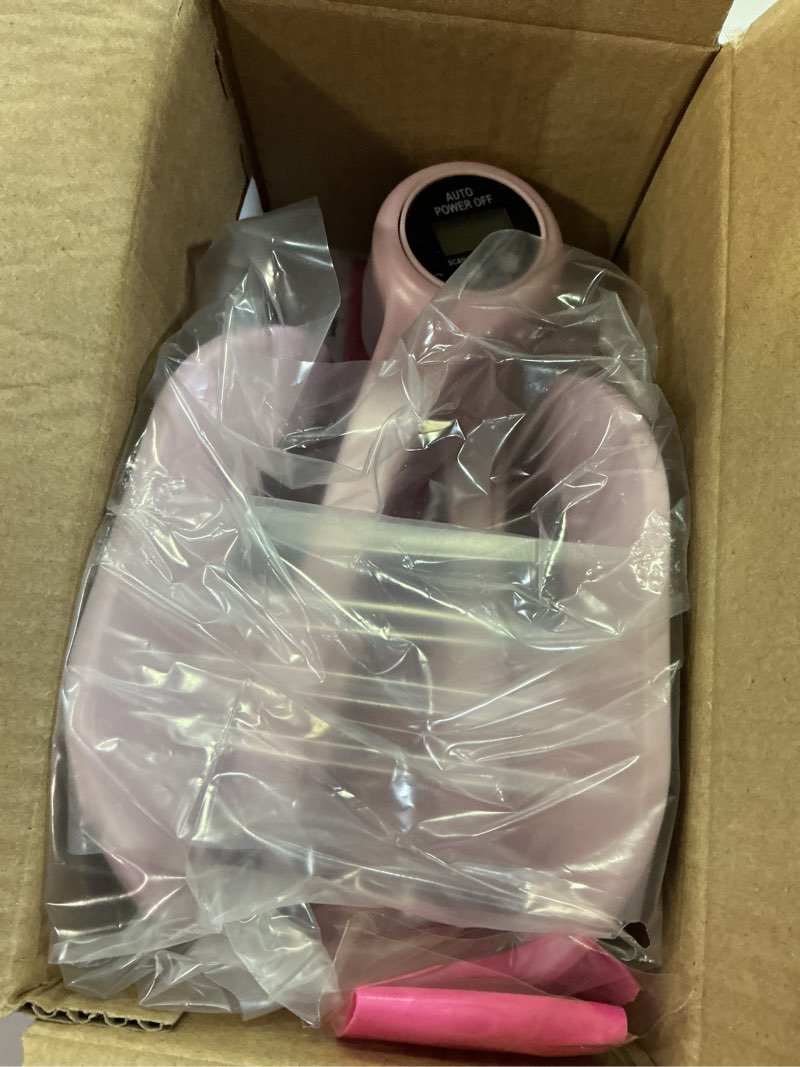 Condition photo showing item condition for thigh trainer, 360°adjustable pelvic floor muscle trainer with led display, inner thigh exerciser with 20lb resistance band for women, home fitness equipment for hip, leg, arm pink