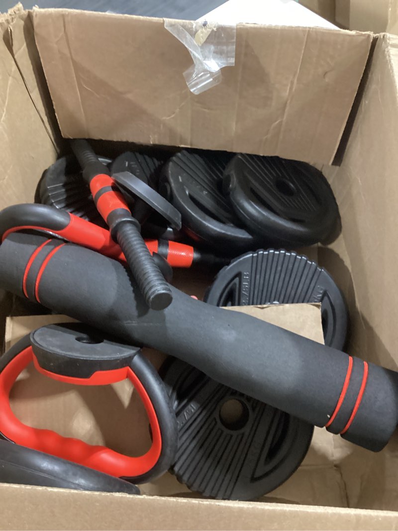 Condition photo showing Good Condition for adjustable dumbbell set, 20/30/45/70/90lbs free weight set with double locknut, 5-in-1 dumbbells set includes barbell, kettlebells, push up stand, weight plate, fitness exercise for home gym suitable men/women