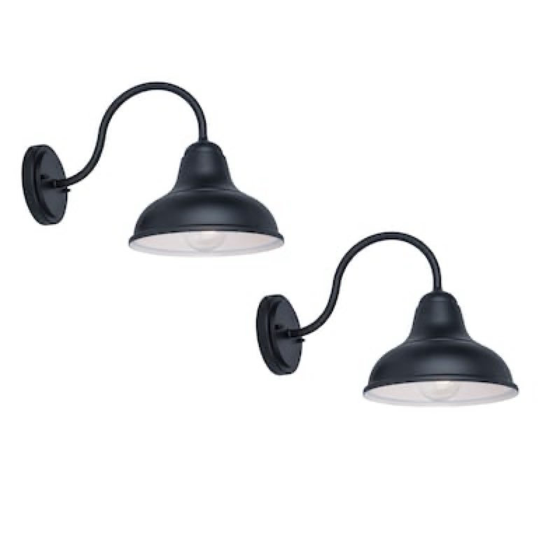 project source barn light 2 -pack 1 -light 9.45-in h matte black hardwired outdoor wall lights