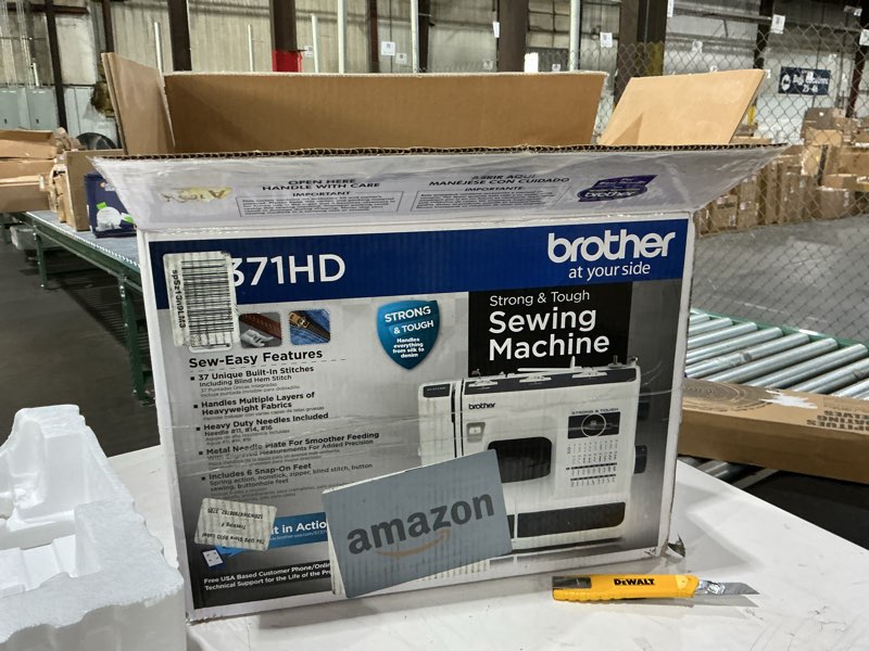 Condition photo showing As Is for brother st371hd sewing machine, strong & tough, 37 built-in stitches, free arm option, 6 included feet