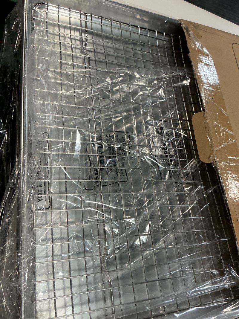 Condition photo showing Good Condition for 24 Inch Baking Sheet Pans with Rack Set, Natural Aluminum Cookie Sheet, Extra Large Commercial Quality Baking Sheet Pan Set, Warp Resistant Nonstick Thick Cookie Tray Pans for Baking, Roasting