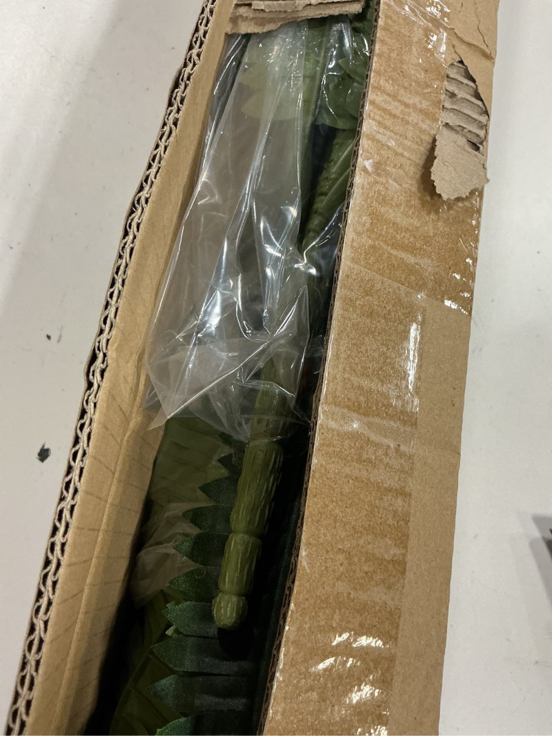 Condition photo showing New/Like New for artificial boston fern bush - set of 2 45inch fake ferns with 55 fronds, large hanging faux plants decor, uv resistant faux fern vines silk greenery for outdoor indoor, porch, farms, patio green 45"- 55 leaves