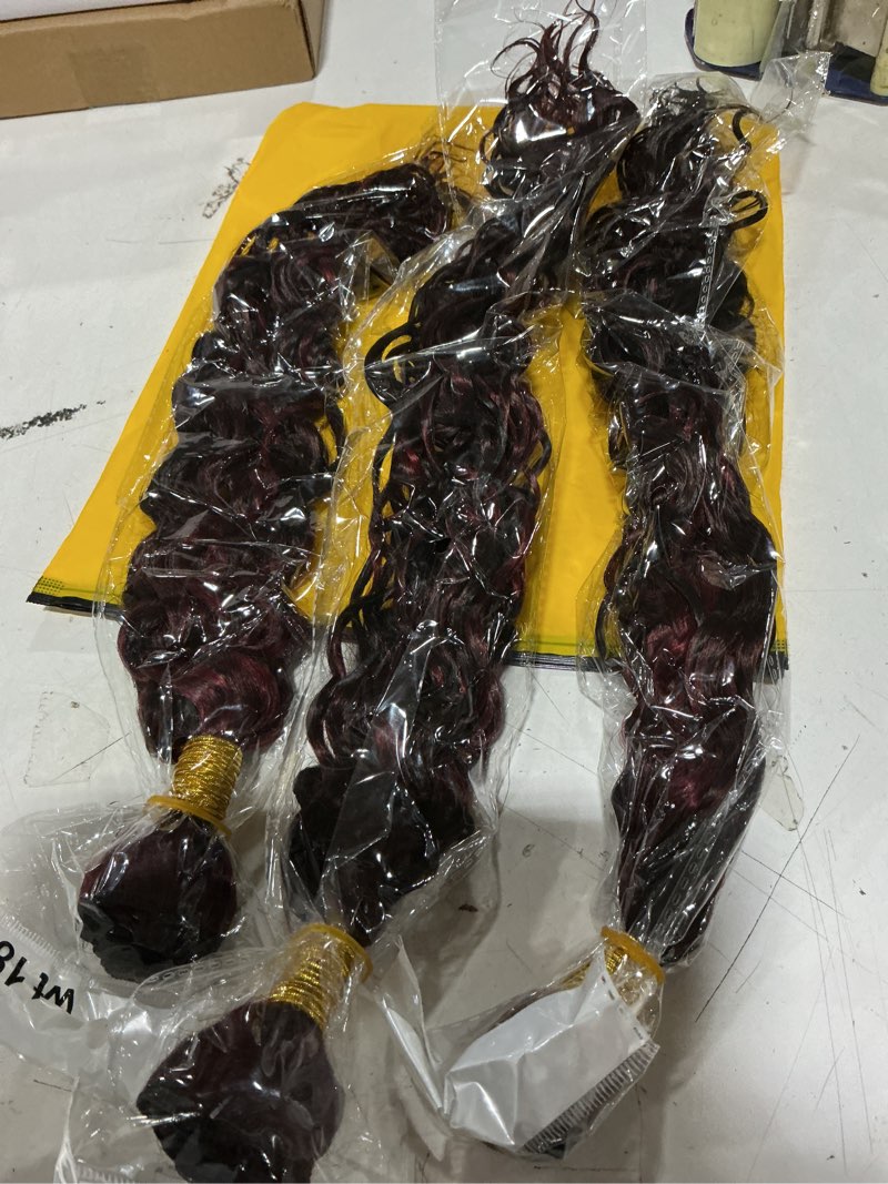 Condition photo showing Good Condition for ombre p1b/99j bundles water wave human hair bundles 18 20 22 inches black mixed burgundy bundles human hair extensions wine red highlight 3 bundles 150g total for women multicolor p1b/99jwt2 18 20 22