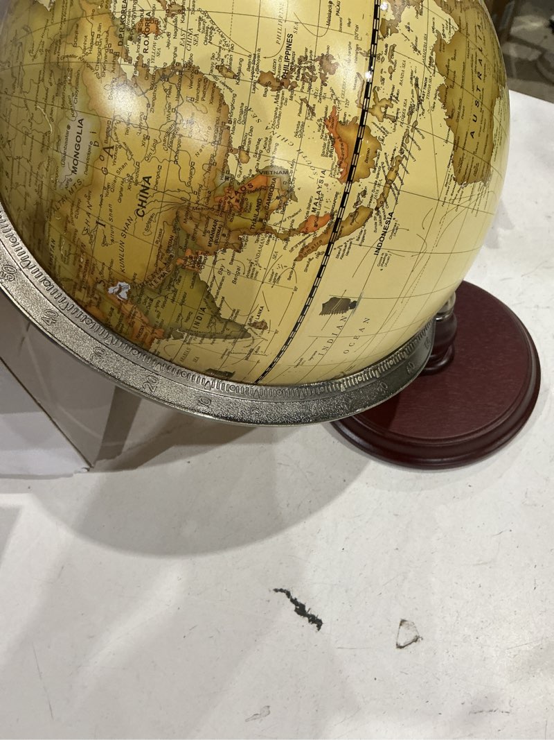 ANNOVA Antique Globe 10" / 25 cm Diameter with A Wood Base, Vintage Decorative Political Desktop World - Rotating Full Earth Geography Educational - Kids, Adults, School, Home, Office (Dia 10-inch)