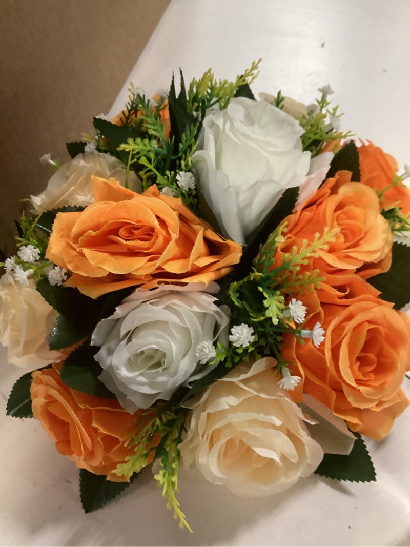 Condition photo showing Good Condition for Inweder Flower Balls for Centerpieces - 10 Pcs Rose Balls Artificial Flowers, Orange Fake Flower Ball Kissing Floral Ball, Wedding Flowers Bouquets Arrangement for Party, Valentine's Day, Home Decor