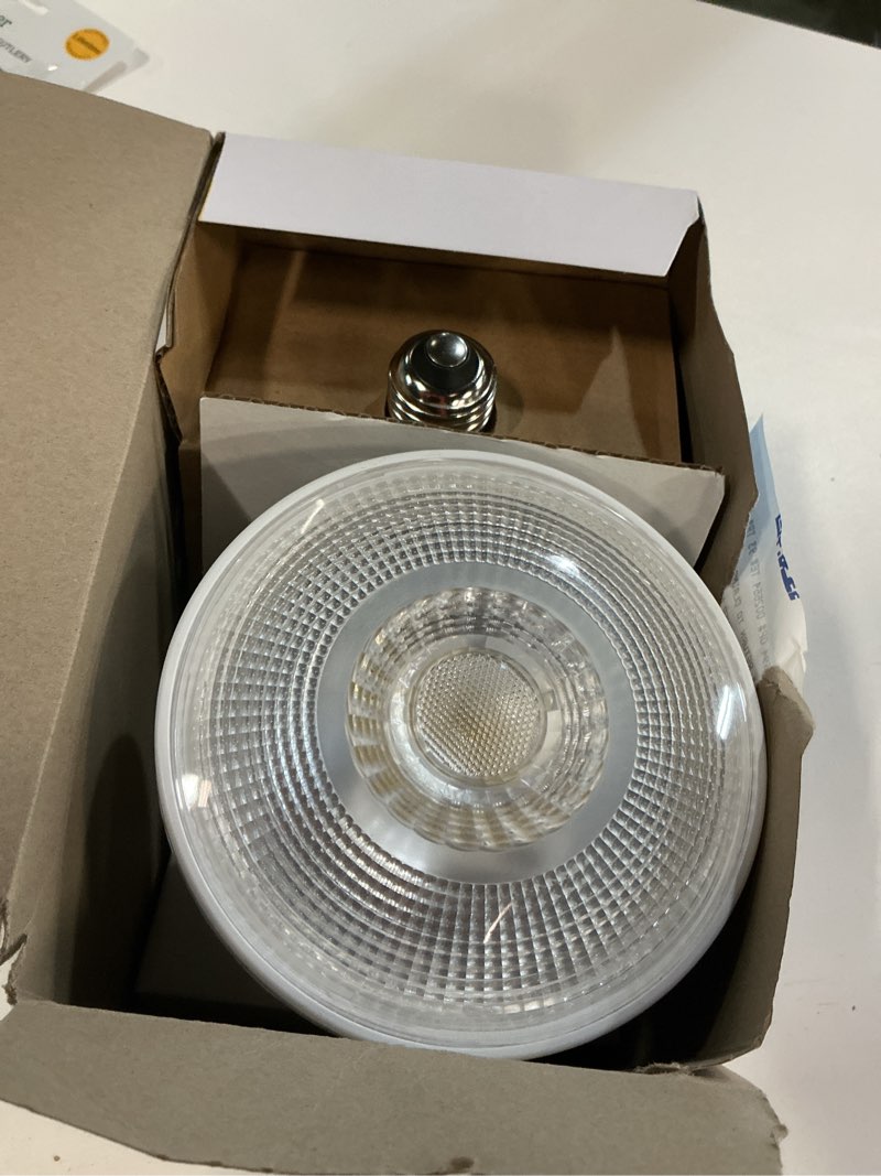 Condition photo showing As Is for great value led light bulb, 15 watts (120w equivalent) par38 floodlight lamp e26 medium base, dimmable, daylight, 2-pack