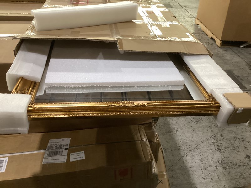 Condition photo showing Good Condition for Chende Gold Decorative Mirrors for Wall, 41'' x 29'' Large Living Room Mirror with Ornate Gold Frame, Vintage Baroque Mirror for Fireplace, Bathroom, Dining Room, Entryway