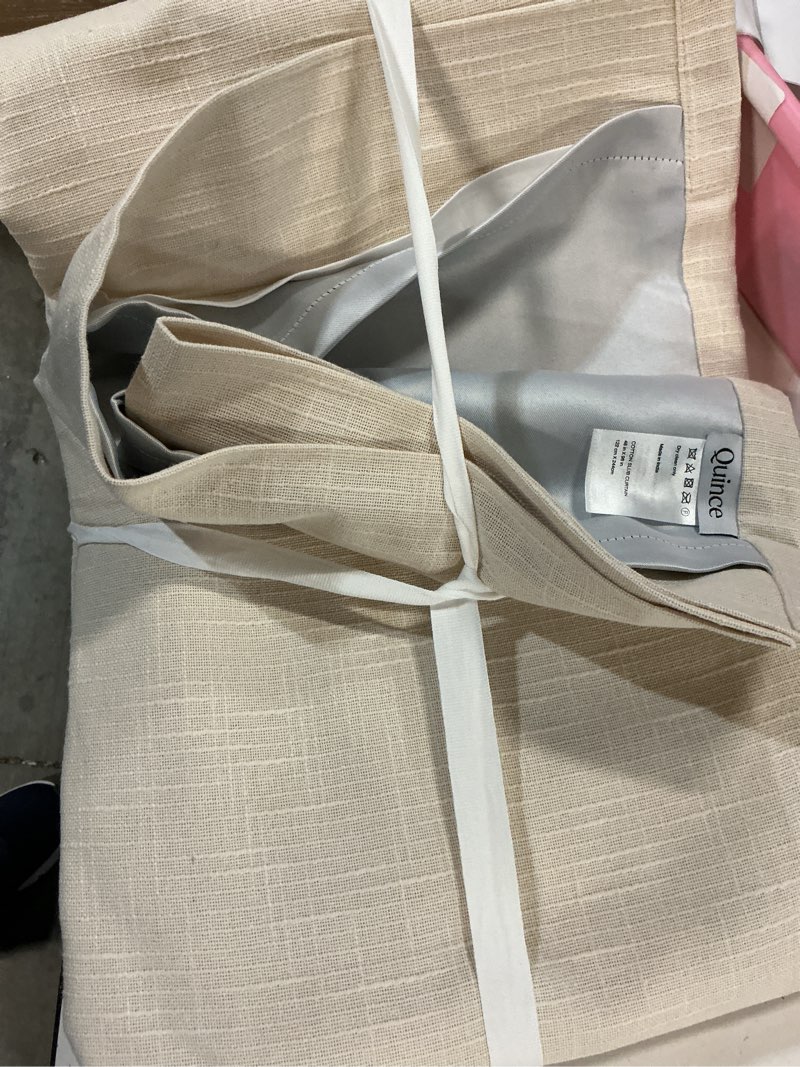 Condition photo showing New/Like New for cotton slub room darkening curtain color: natural size: 48x96